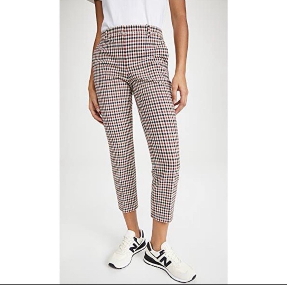 Theory Treeca 4 Rye Portland Plaid Black, Brown &Cream Flat Front Retro Pants,12